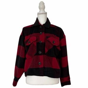 Hippie Rose Red and Black Buffalo Plaid Button Up Shirt Jacket Women’s Small